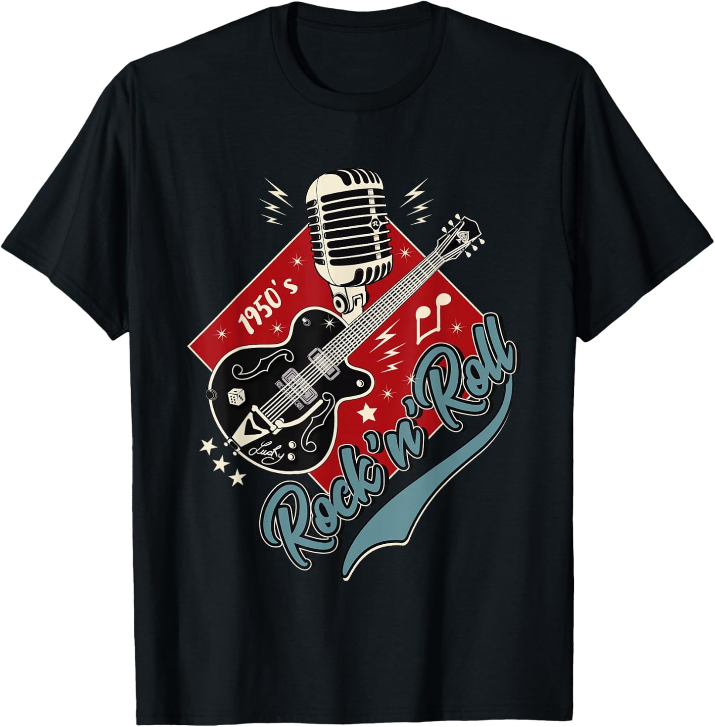 50s Rockabilly Clothing 1950s Sock Hop Swing Greaser Rocker T-Shirt - T-Shirt | Black