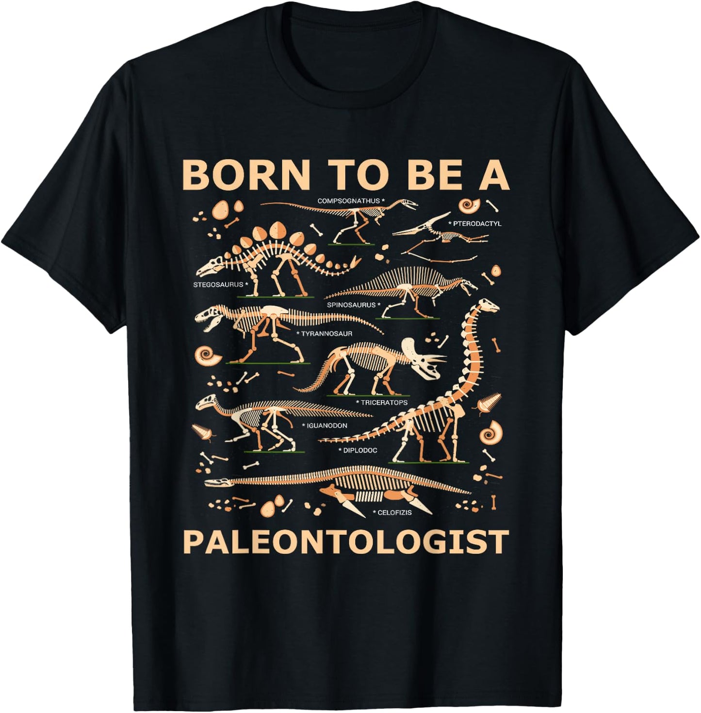 Born to be a PALEONTOLOGIST Forced to go to school T-Shirt - T-Shirt | Black