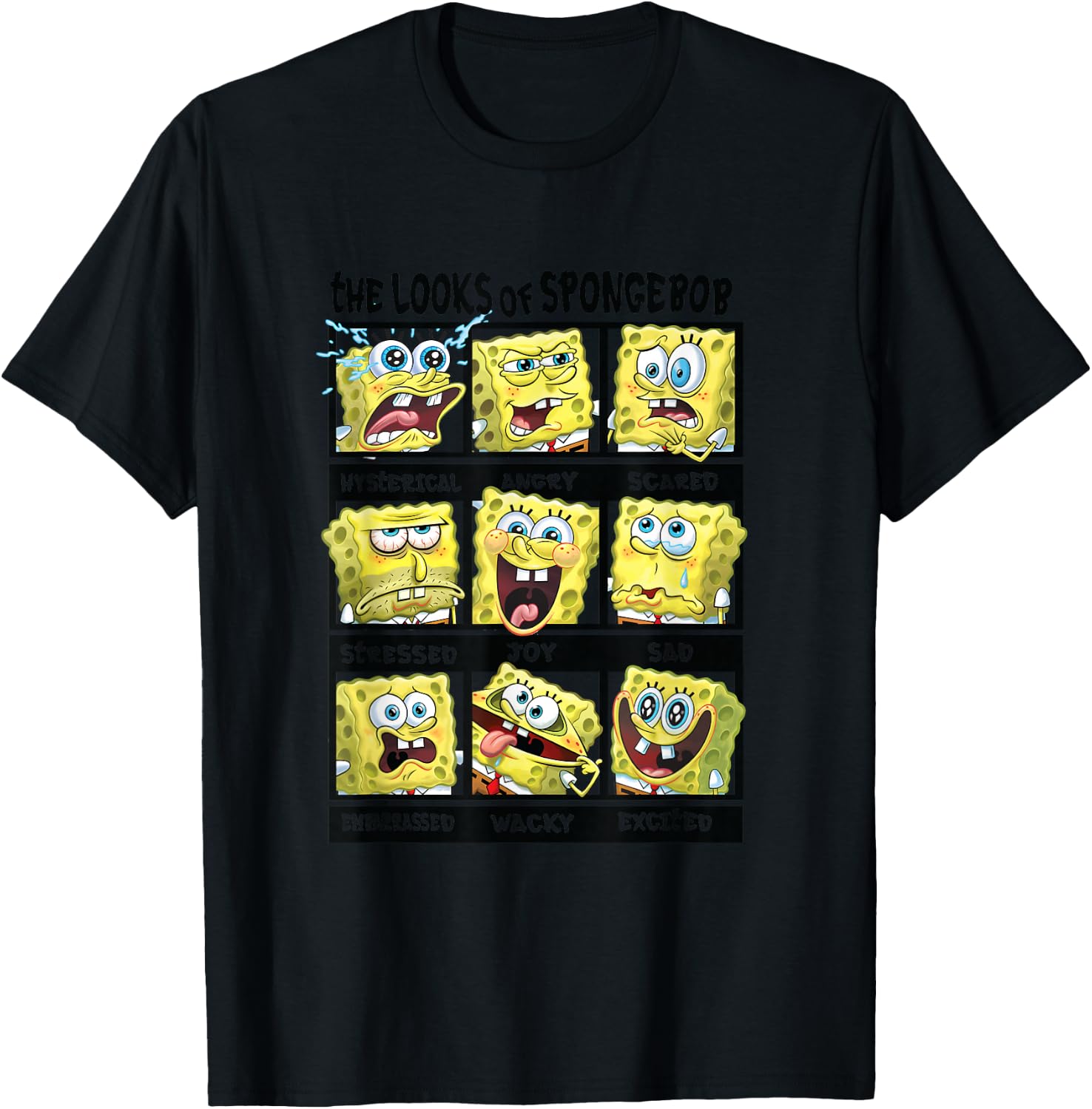 Spongebob Squarepants The Looks Of Spongebob T-Shirt - T-Shirt | Black
