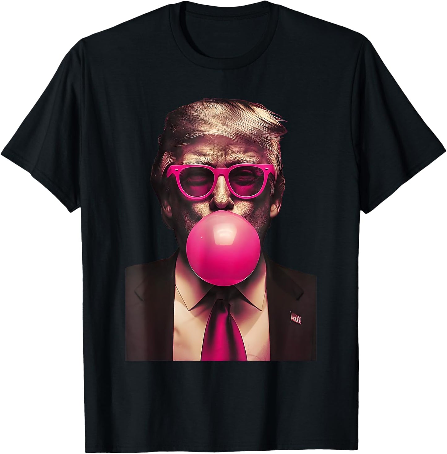 Pink Sunglasses Trump Bubble Gum Shirt 2024 Vote President T-Shirt - T-Shirt | Black