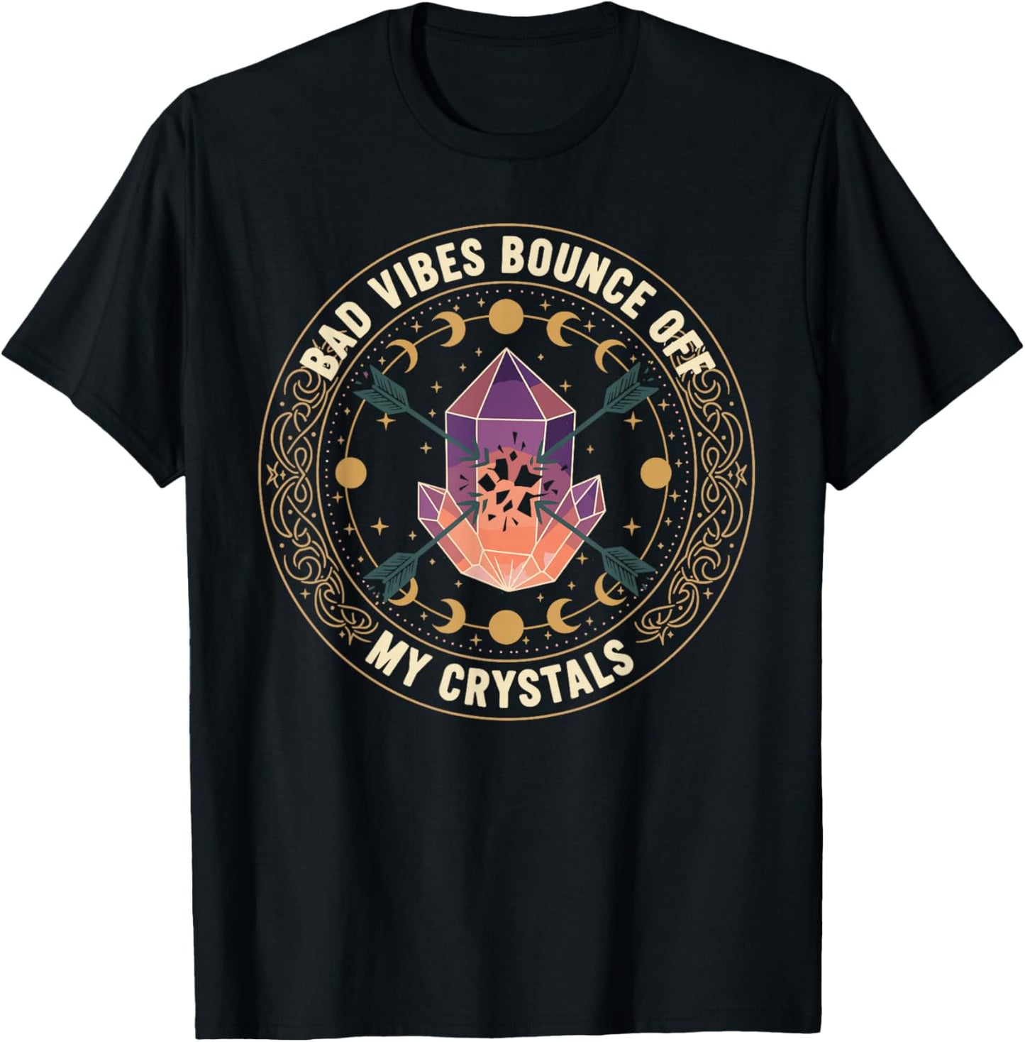 Crystal Lover Spiritual Protection Celestial Energy Design T-Shirt - T-Shirt | Black