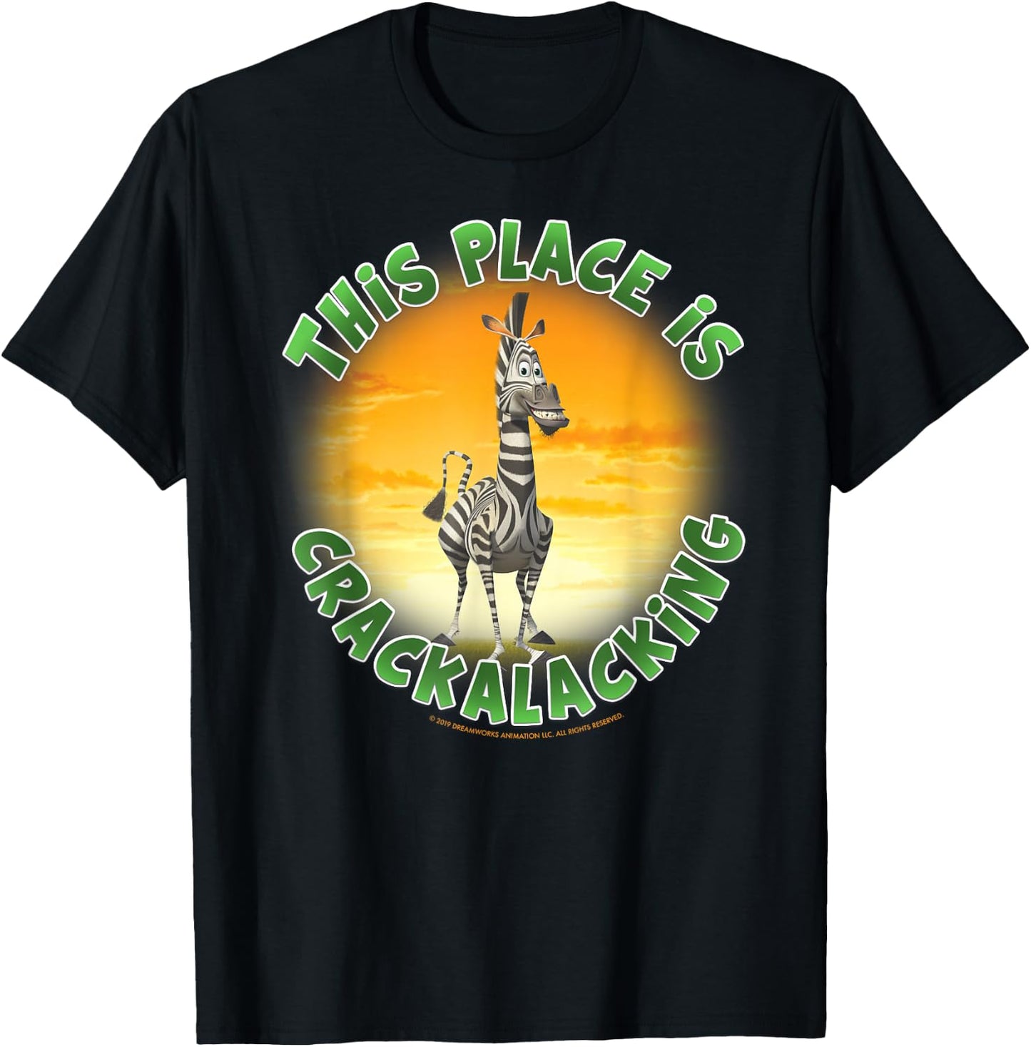 Madagascar Martin Crackalacking Circle Text Poster T-Shirt - T-Shirt | Black