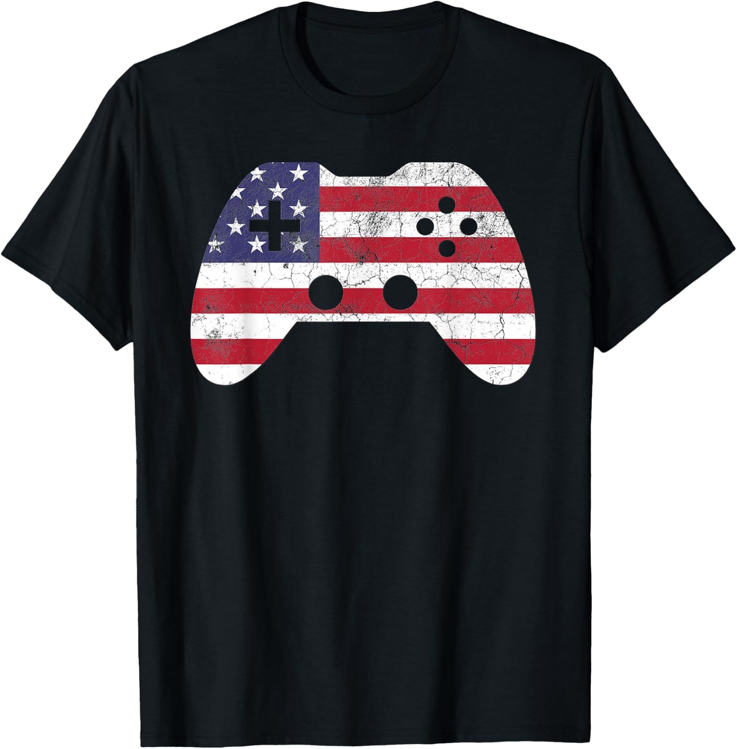 4th of July T Shirt Video Game Gamer Kids Boys Men USA T-Shirt - T-Shirt | Black