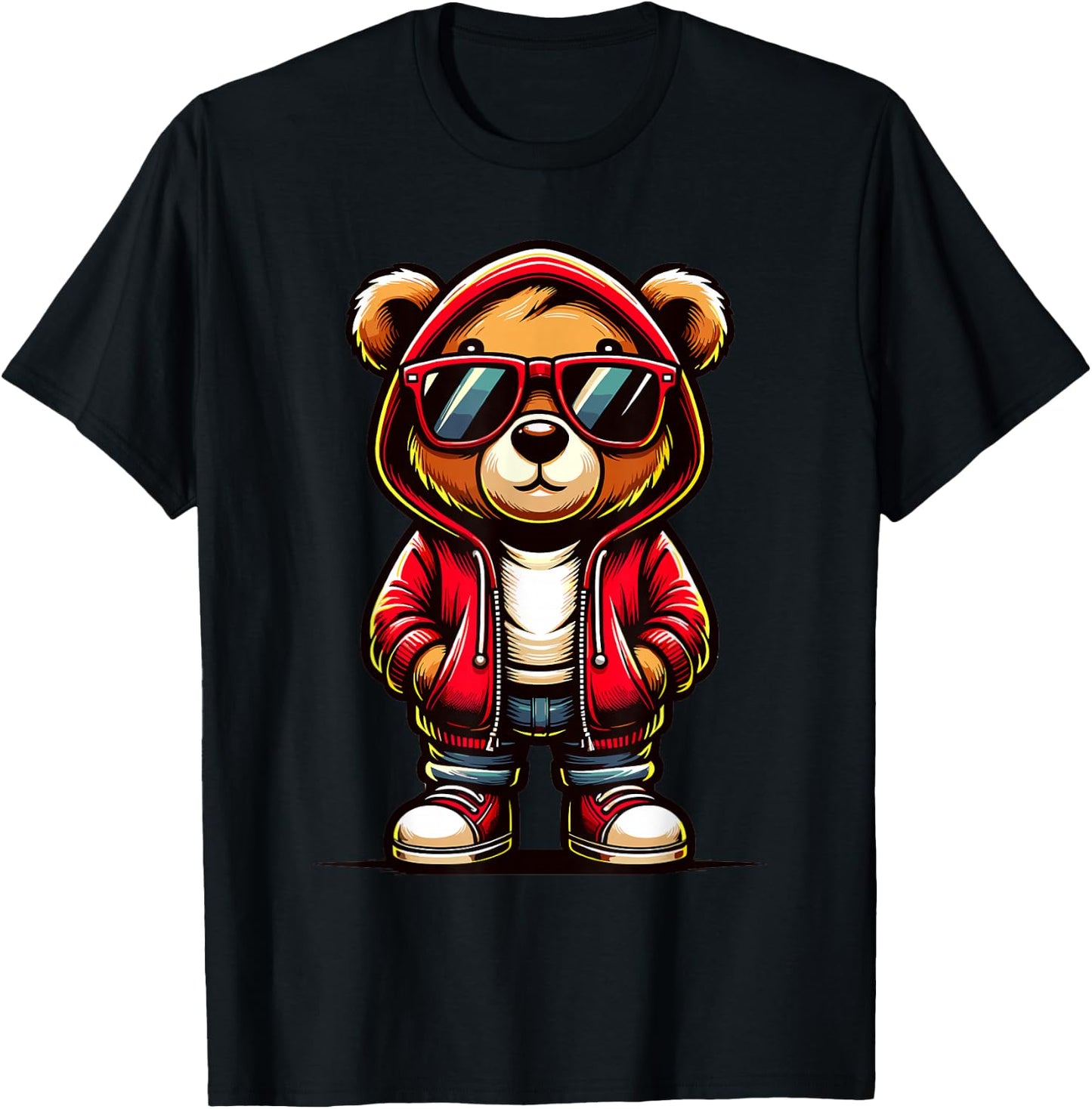 Teddy Bear Graphic Bears Cool Hip Hop Streetwear Colorful T-Shirt - T-Shirt | Black