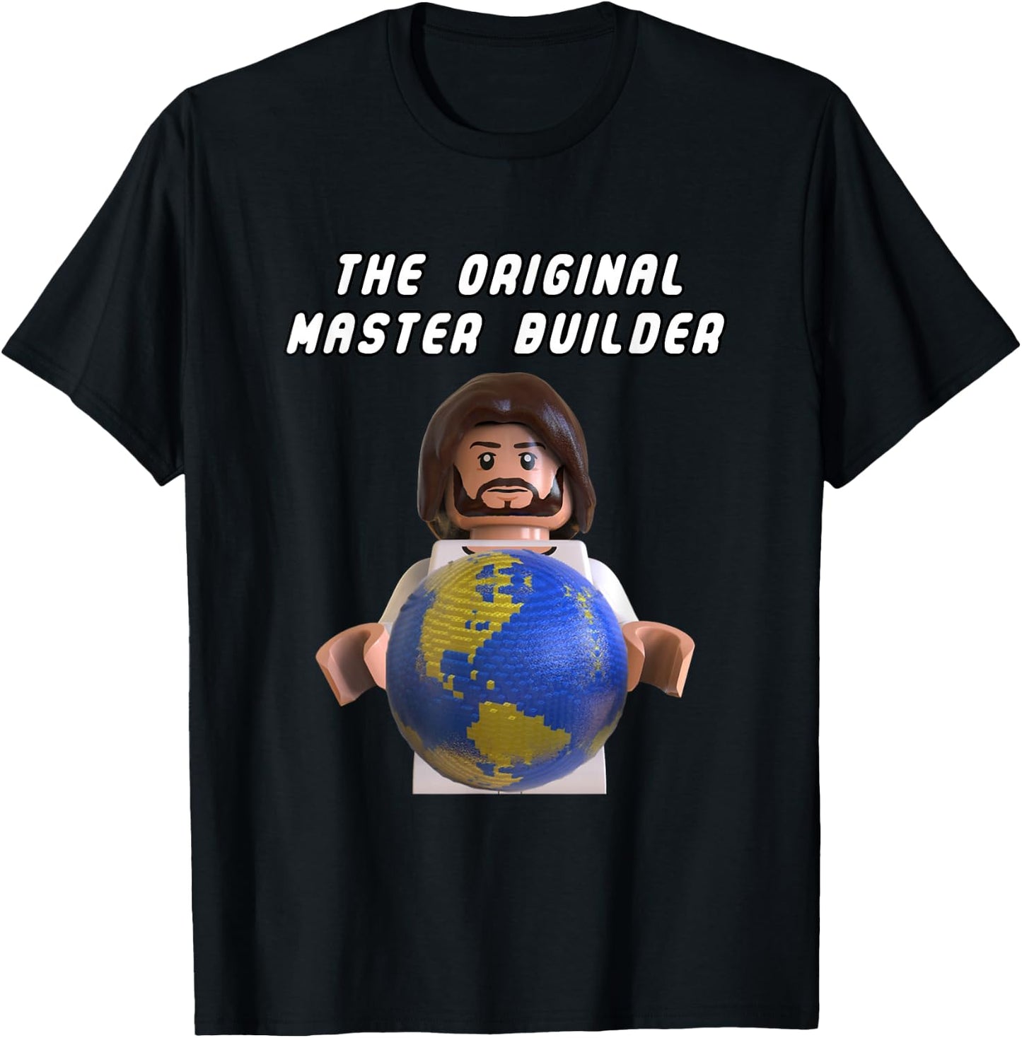 Original Master Builder Brick Earth God Minifigure T-Shirt - T-Shirt | Black