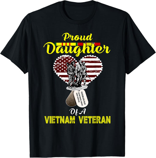 Proud Daughter of A Vietnam Veteran T Shirt | Veterans Day T-Shirt - T-Shirt | Black