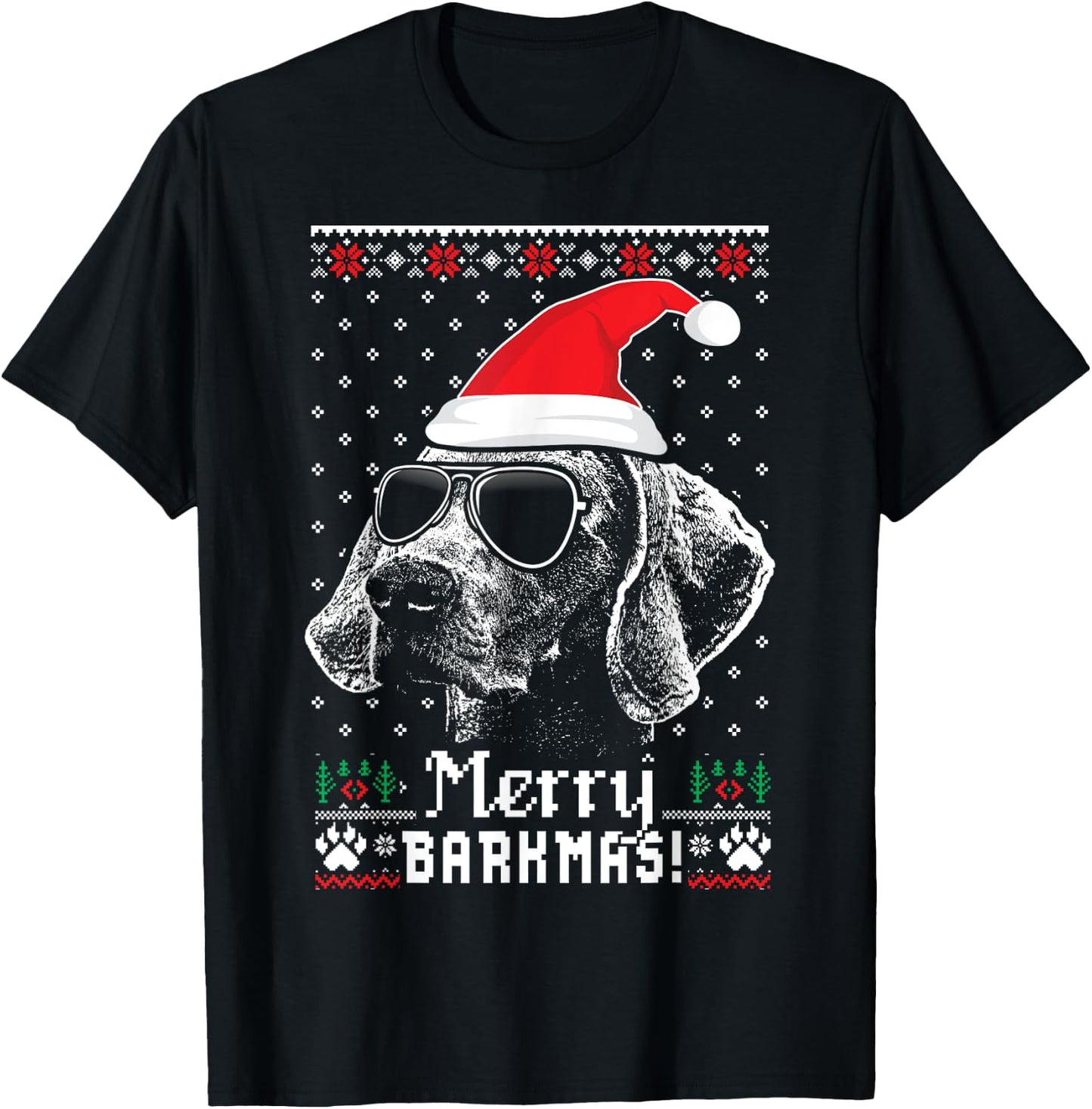 Weimaraner Merry Barkmas Christmas T-Shirt - T-Shirt | Black