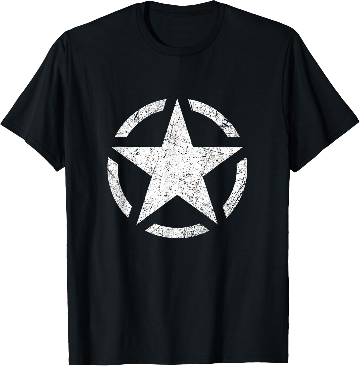 Distressed Vintage WWII US Army Star T Shirt T-Shirt - T-Shirt | Black