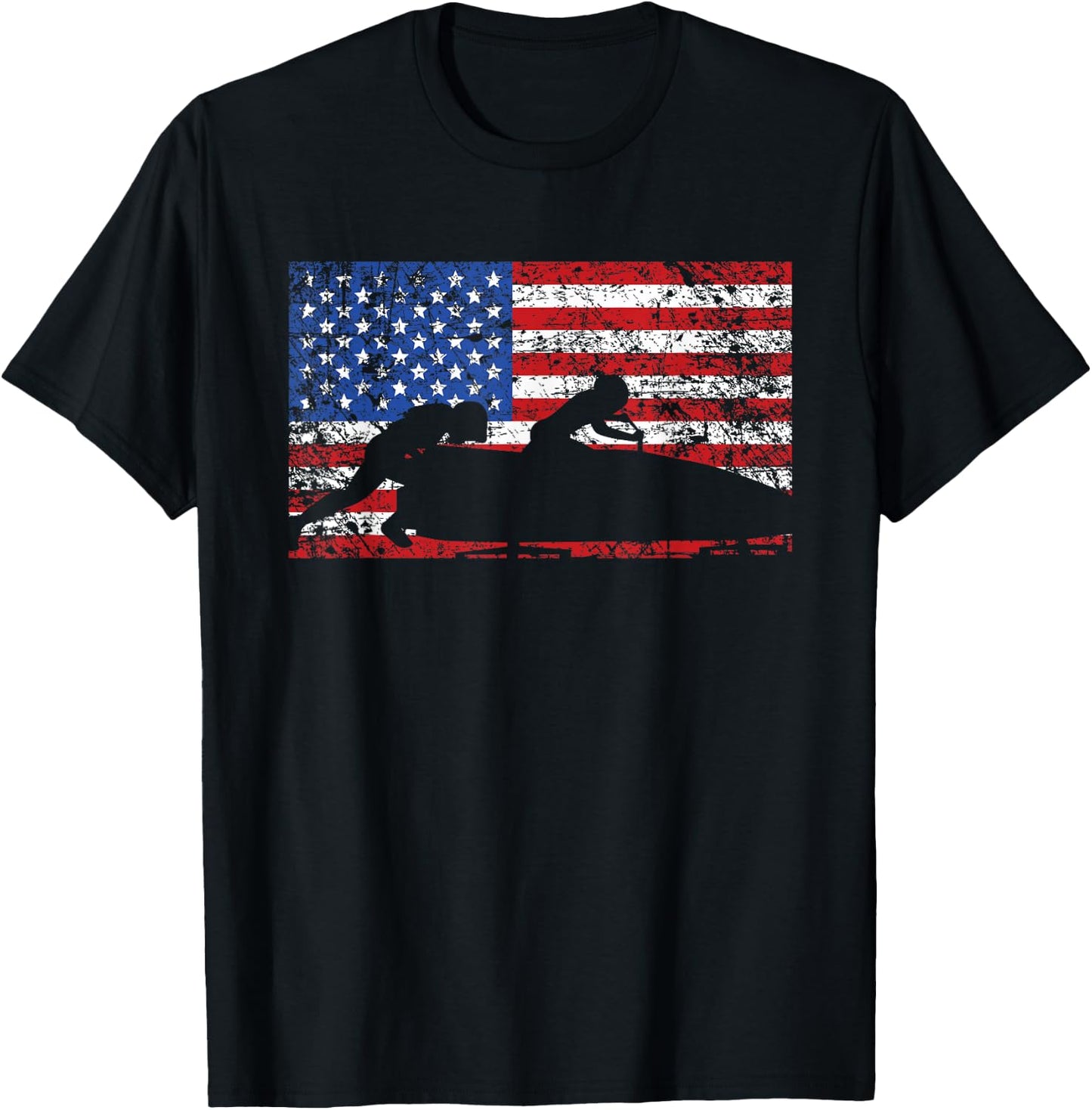 American Flag Bobsledding , USA Gift, Bobsled Team T-Shirt - T-Shirt | Black