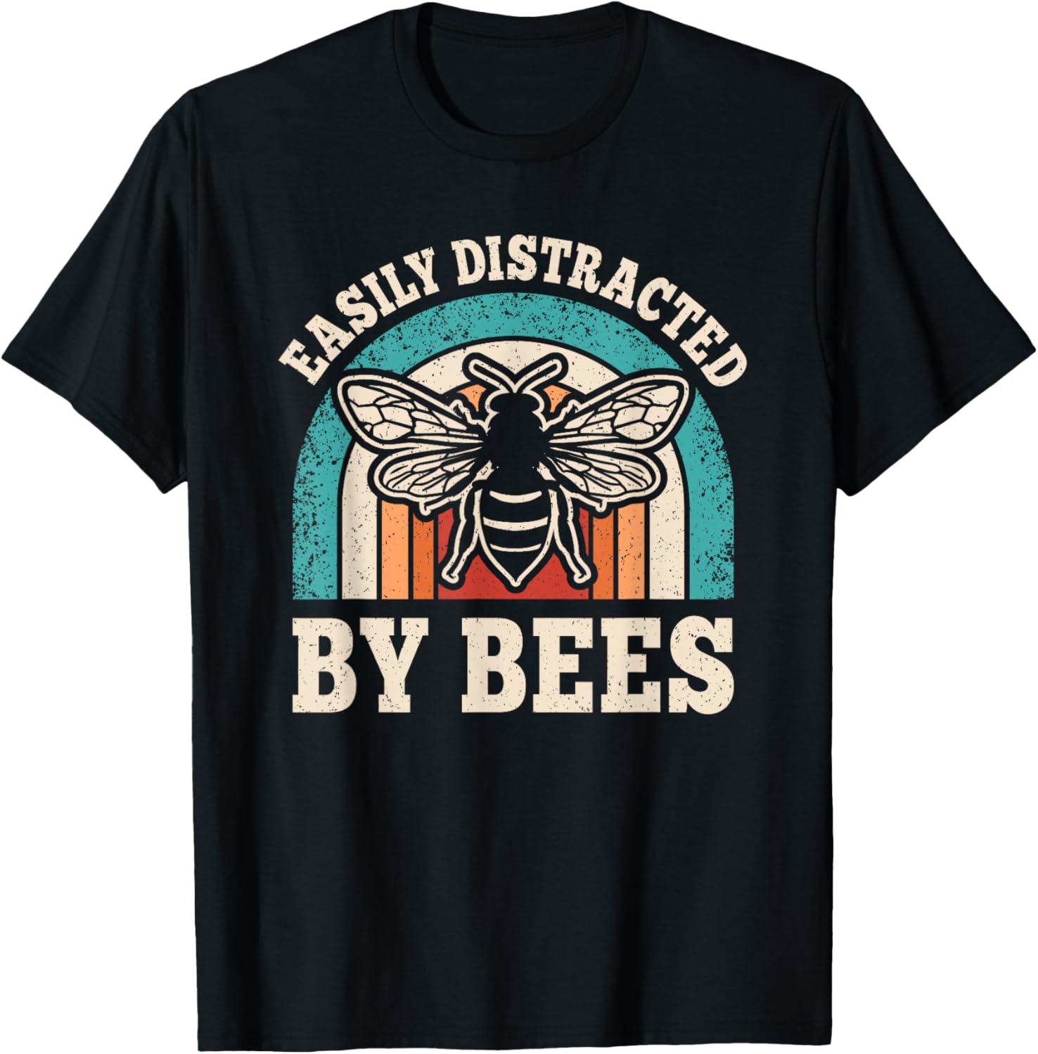 Easily Distracted by Bees Vintage Beekeeper Men Women T-Shirt - T-Shirt | Black