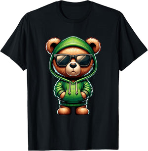 Graphic Teddy Bear Cool Bears Hip Hop Streetwear Colorful T-Shirt - T-Shirt | Black