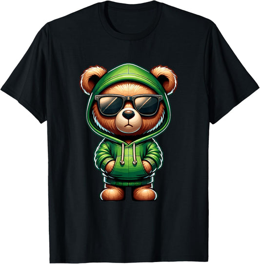 Graphic Teddy Bear Cool Bears Hip Hop Streetwear Colorful T-Shirt - T-Shirt | Black