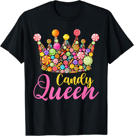 Cute Candy Queen Crown Lollipop Candy Sweet Lover Girl Kids T-Shirt - T-Shirt | Black