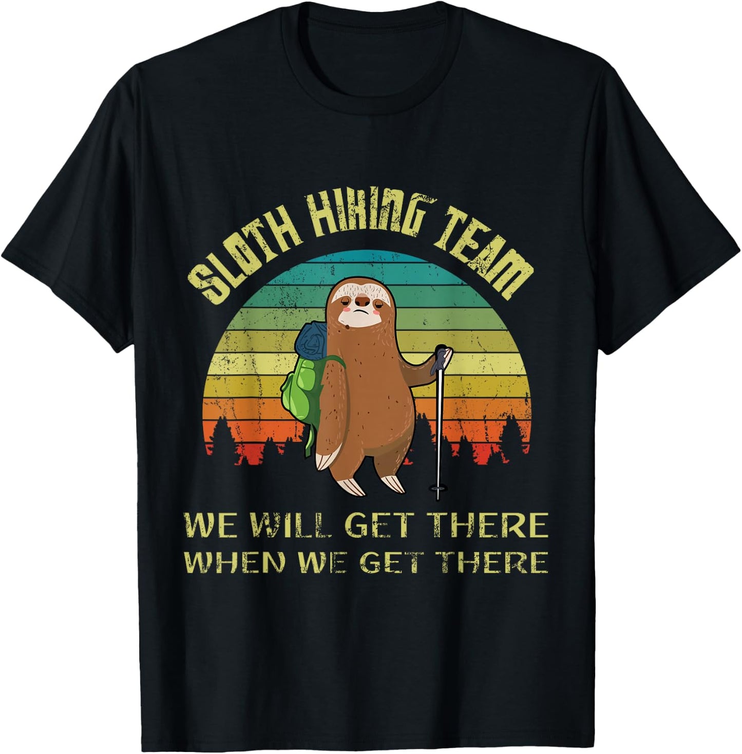 Funny sloth hiking team retro vintage sloth 80s T-Shirt - T-Shirt | Black