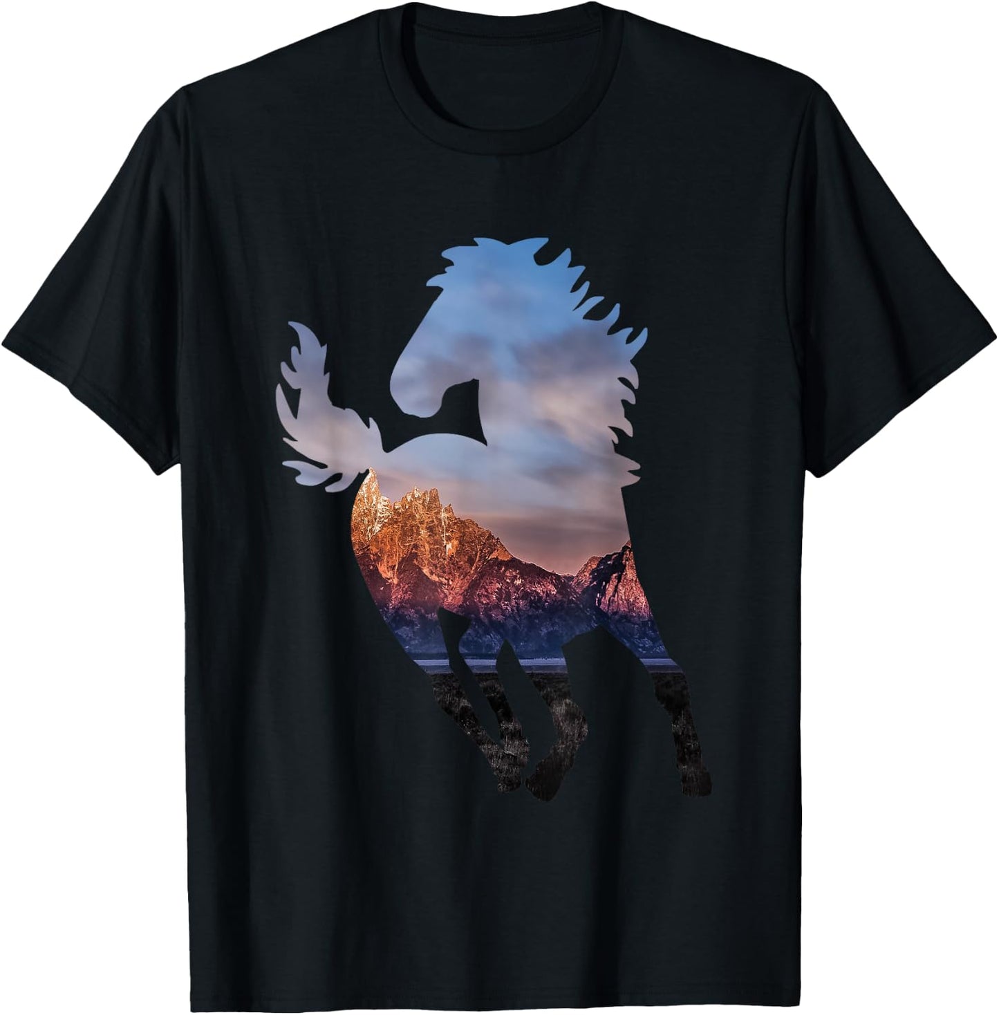 Wild Mustang Horse Shirt Western Horse Gift Horse Lovers T-Shirt - T-Shirt | Black