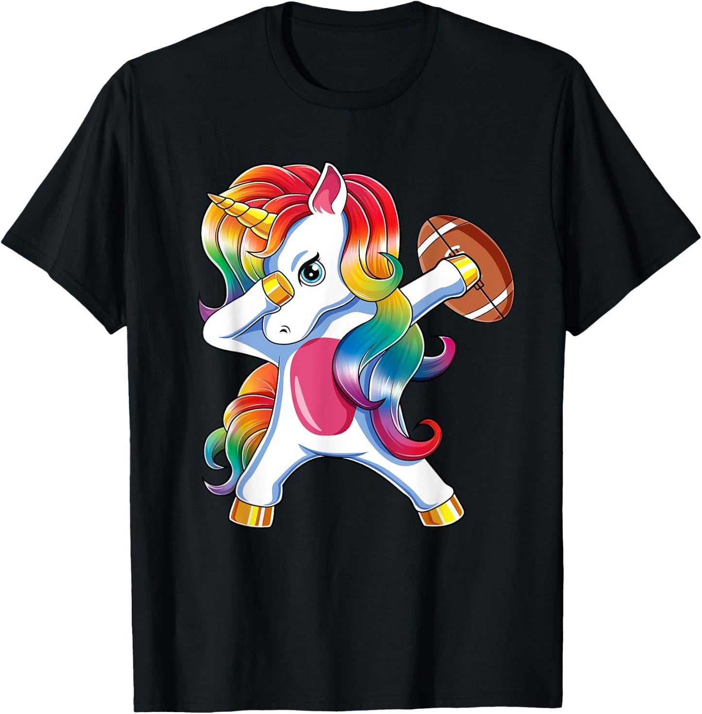 Dabbing Unicorn Funny Football For Girls Women T-Shirt - T-Shirt | Black