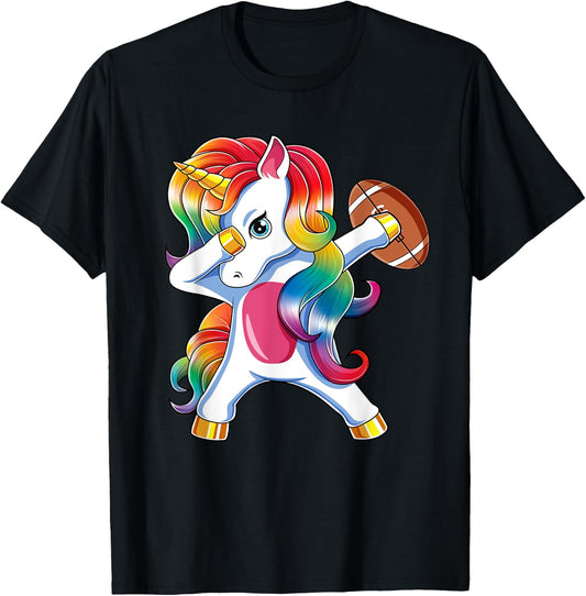 Dabbing Unicorn Funny Football For Girls Women T-Shirt - T-Shirt | Black