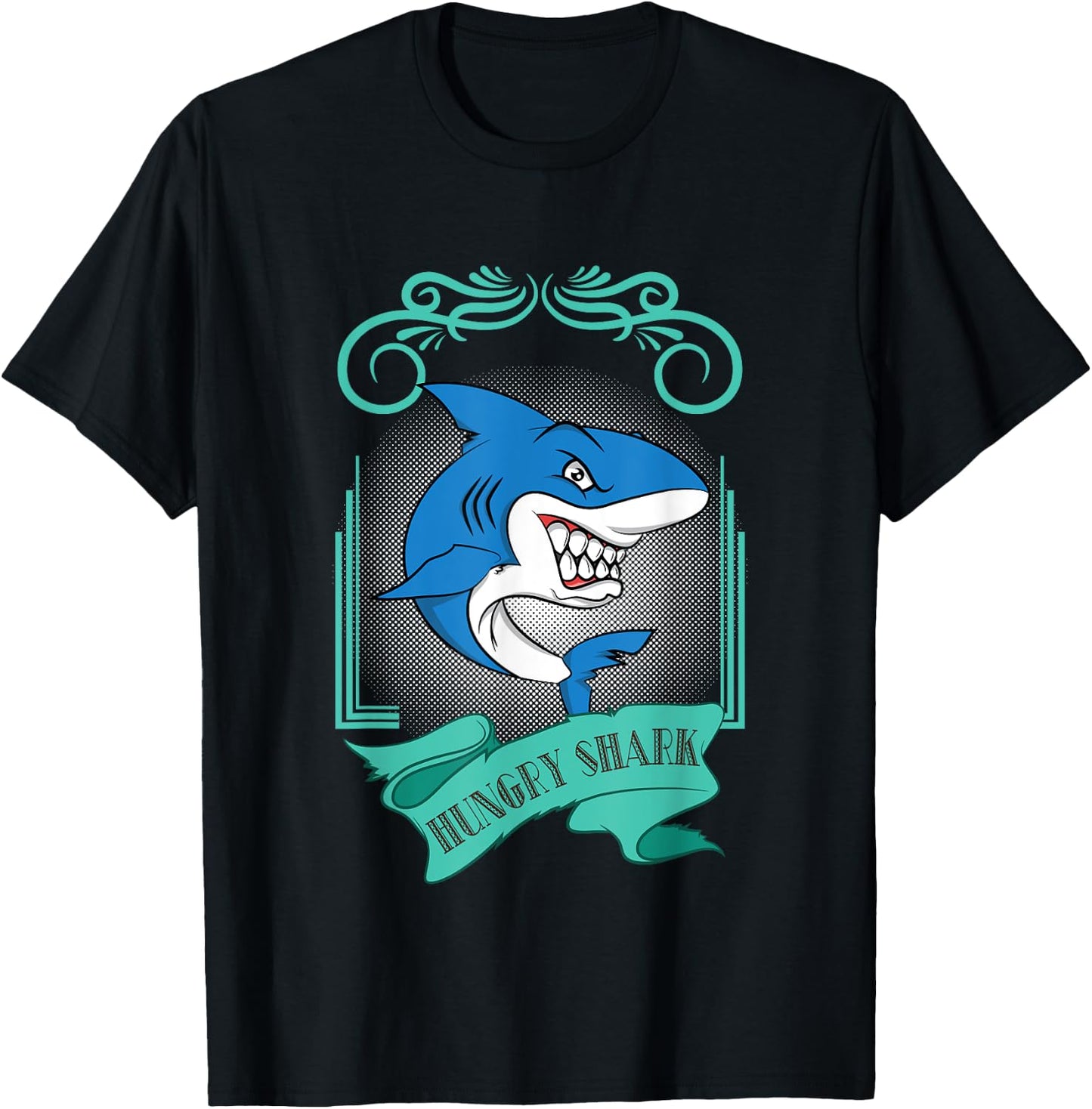Trendy Shark Design Hungry Shark T-Shirt - T-Shirt | Black