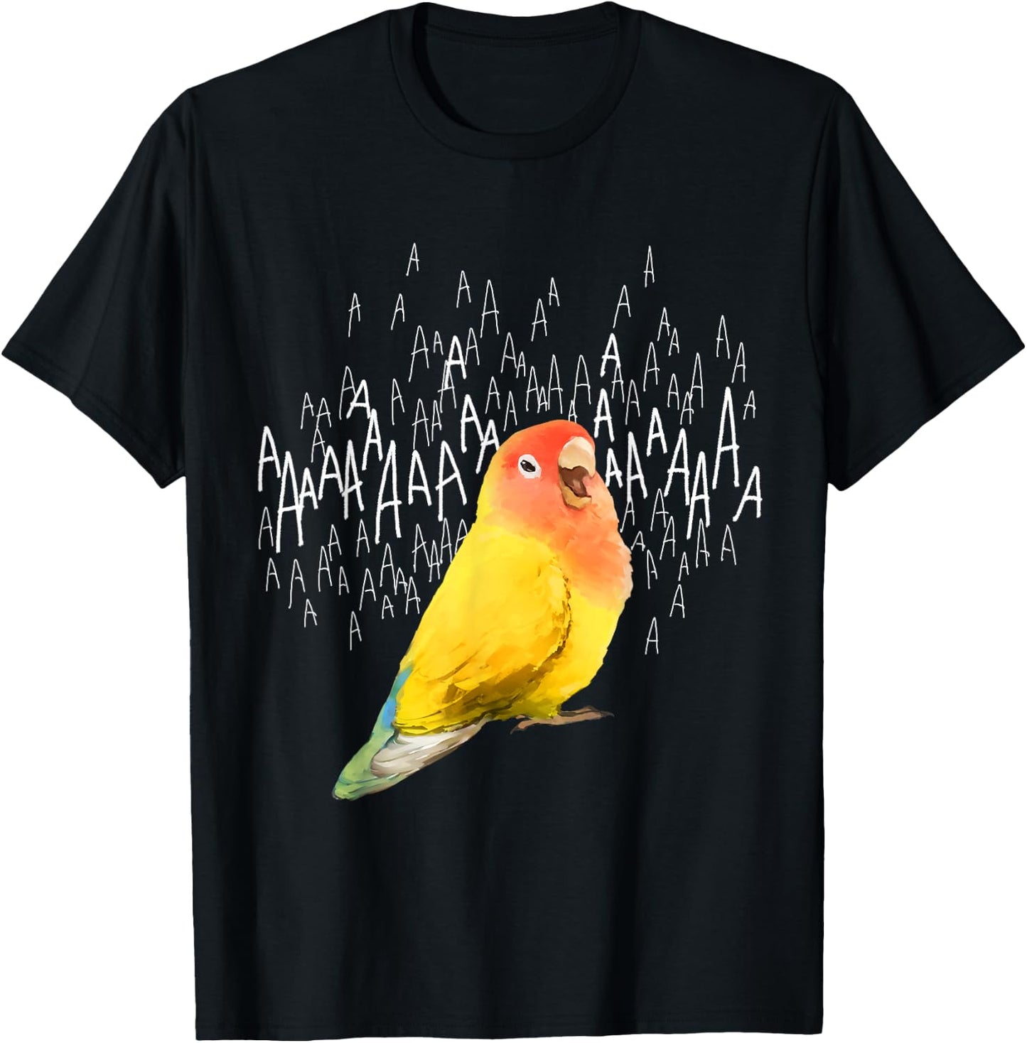 Screaming Lovebird (Yellow Peachfaced) T-Shirt - T-Shirt | Black