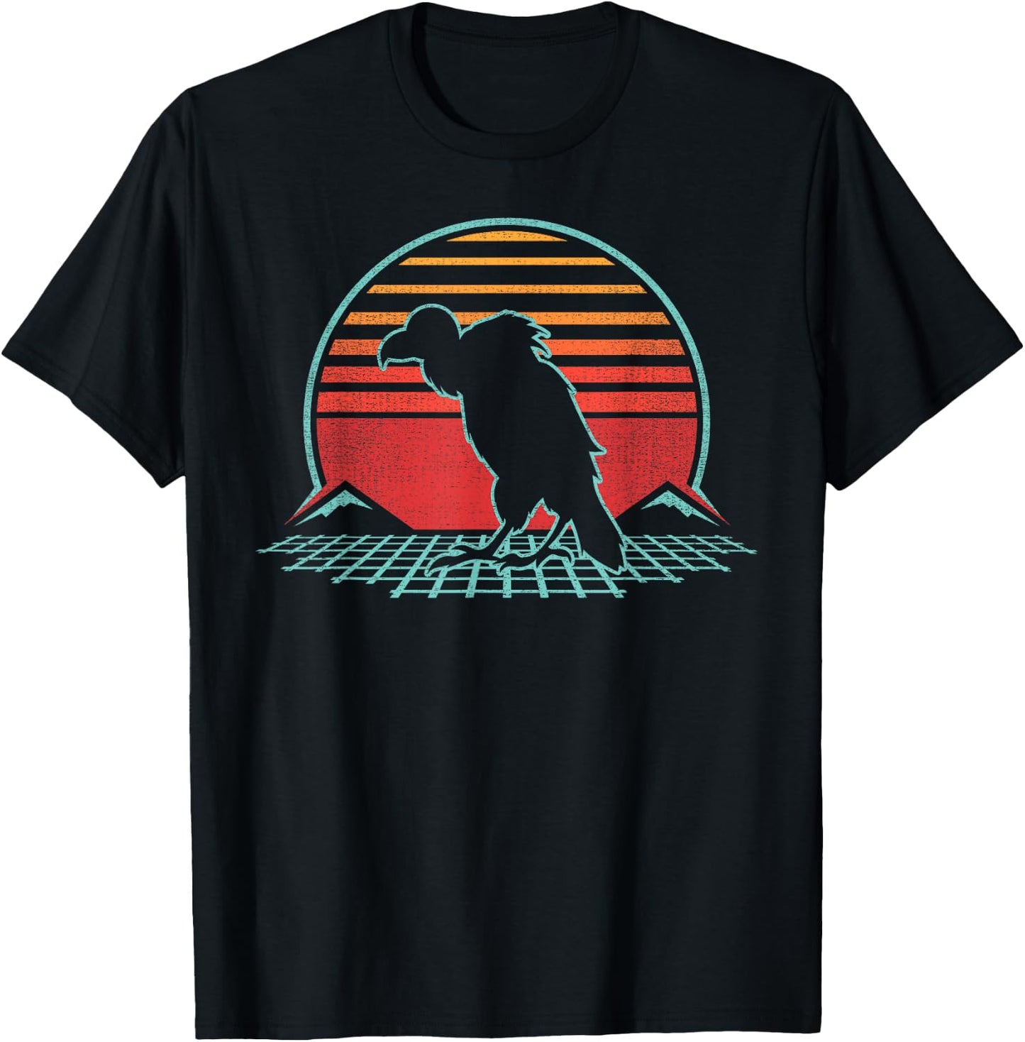 Vulture Lover Bird Animal Retro Vintage 80s Style T-Shirt - T-Shirt | Black