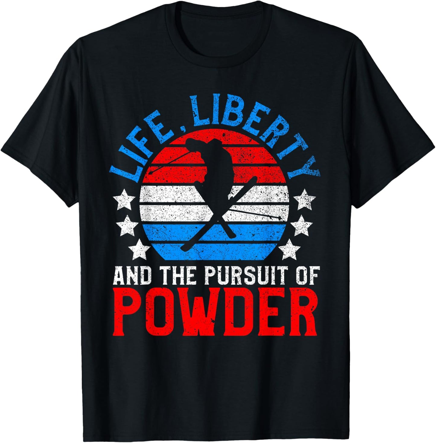 American Ski Shirt Funny Skier & Skiing Lover July 4th Gift Kids Men T-Shirt - T-Shirt | Black
