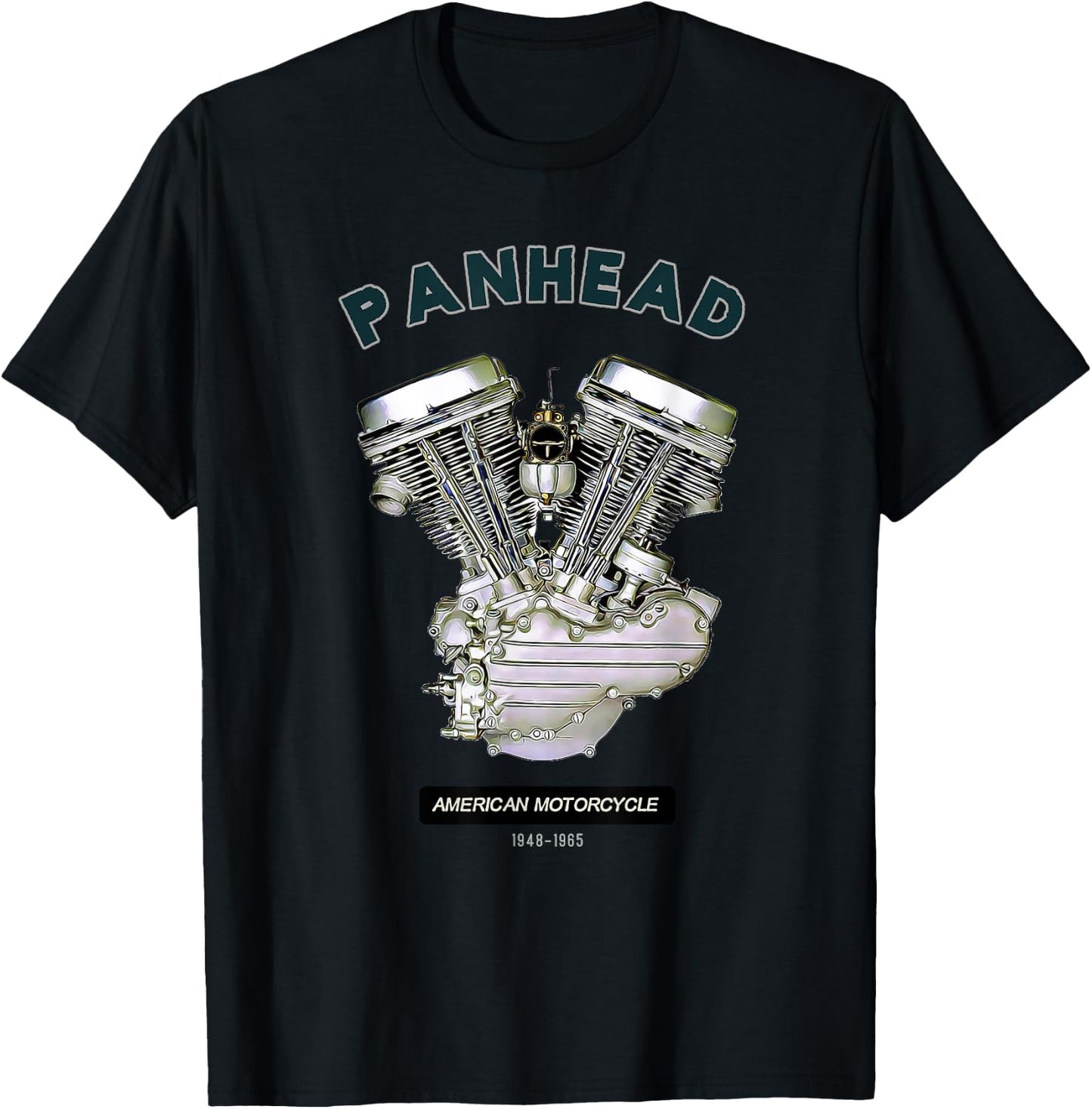 HD PanHead Retro V-Twin Engine Motorcycle 48 -65 biker gear T-Shirt - T-Shirt | Black