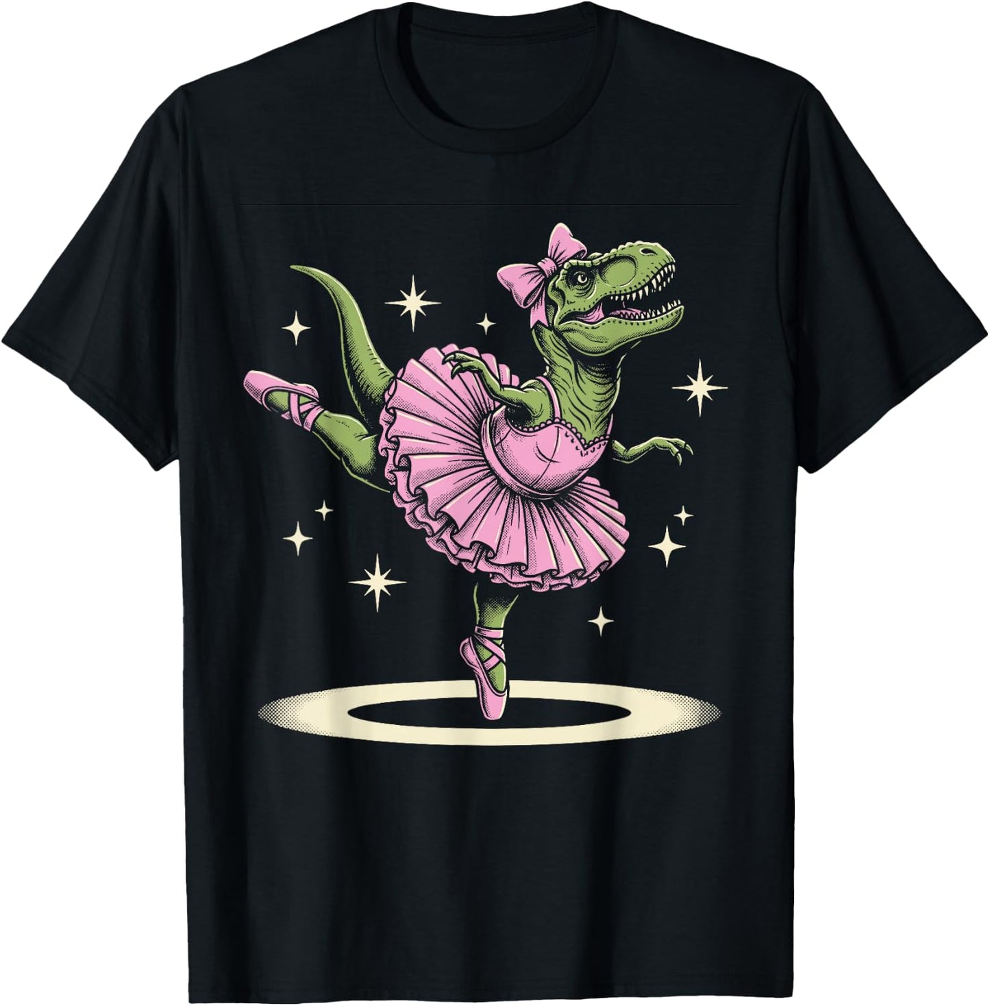 Ballet Dancing T-Rex in Tutu and Slippers T-Shirt - T-Shirt | Black