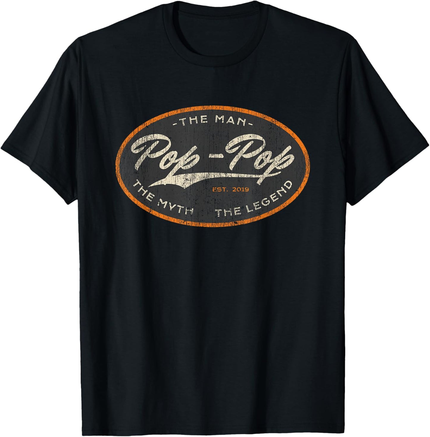 Vintage Pop Pop New Grandpa Est. 2019 The Man Myth Legend T-Shirt - T-Shirt | Black