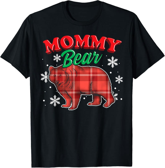 Mommy Bear Shirt Buffalo Plaid Gift Matching Bear Family T-Shirt - T-Shirt | Black