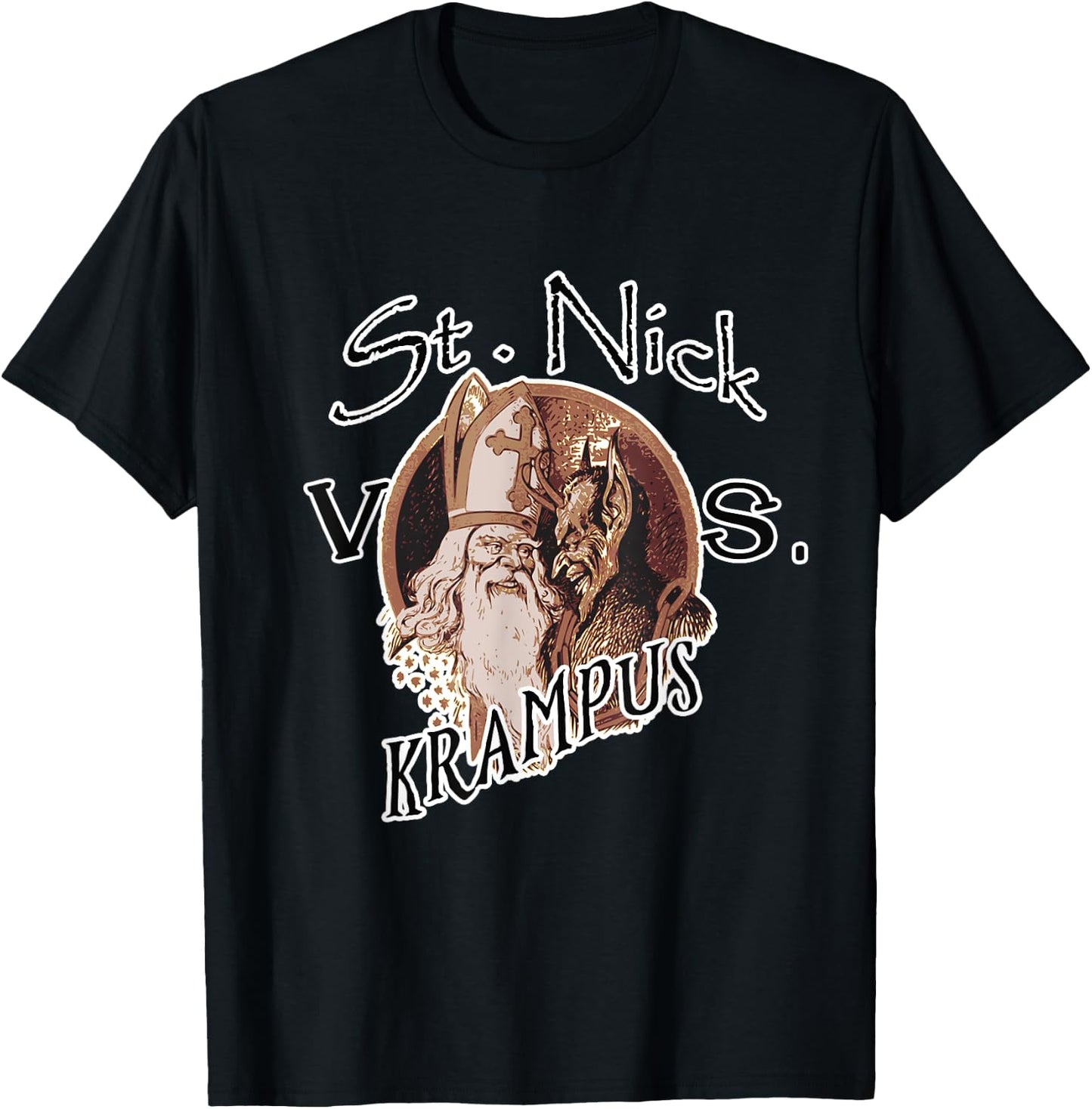 Santa Claus versus Krampus funny Christmas T-Shirt - T-Shirt | Black