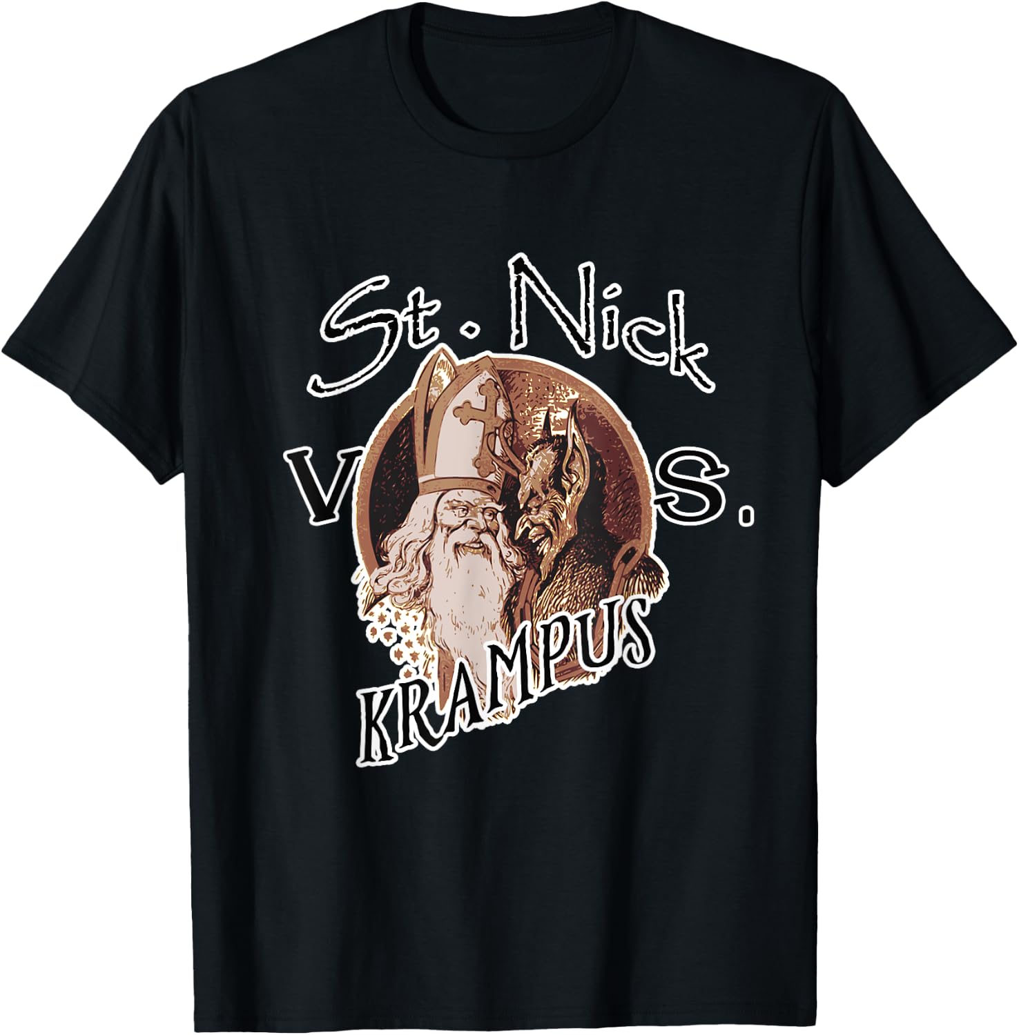 Santa Claus versus Krampus funny Christmas T-Shirt - T-Shirt | Black