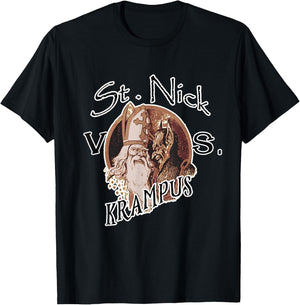 Santa Claus versus Krampus funny Christmas T-Shirt - T-Shirt | Black