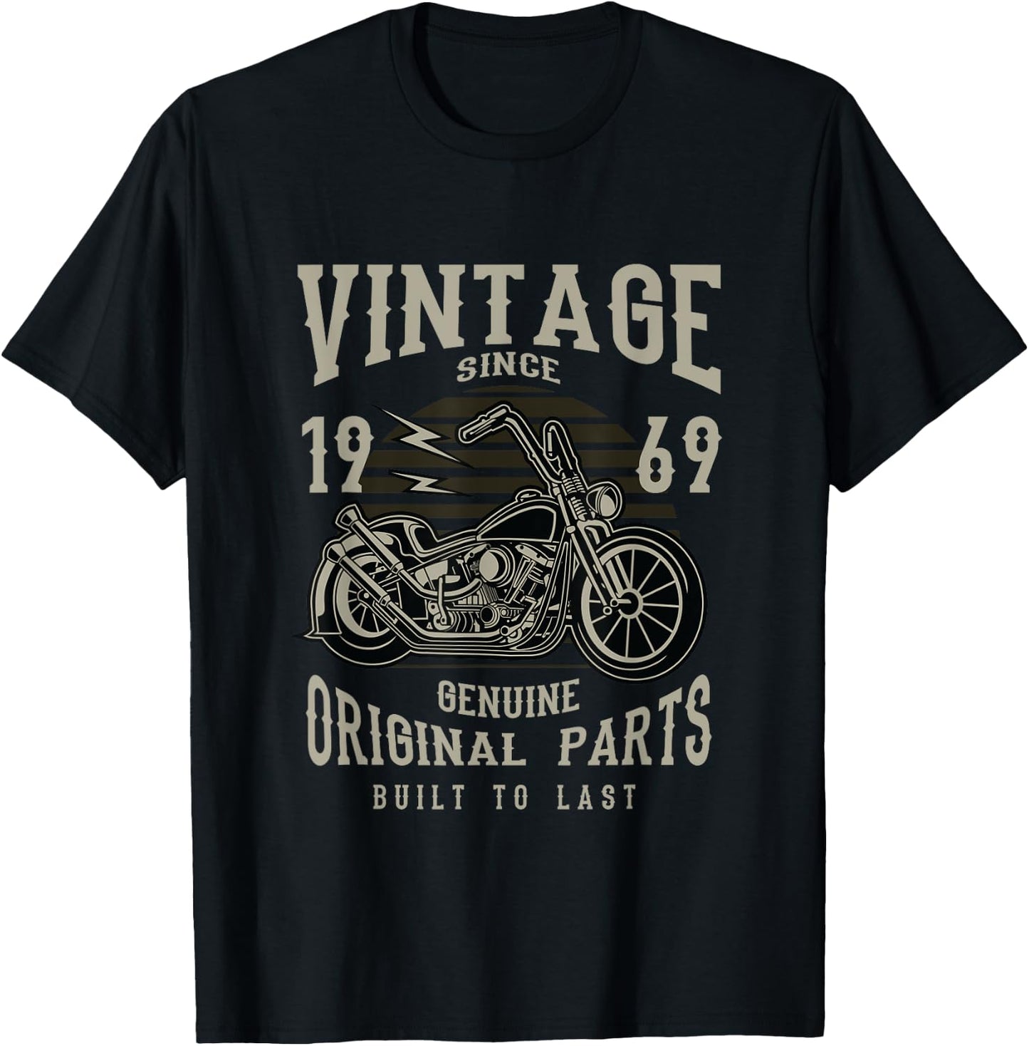 1969 Birthday Retirement Vintage Retro Motorcycle Chopper T-Shirt - T-Shirt | Black