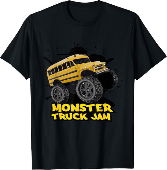 Monster Truck School Bus T-Shirt - T-Shirt | Black