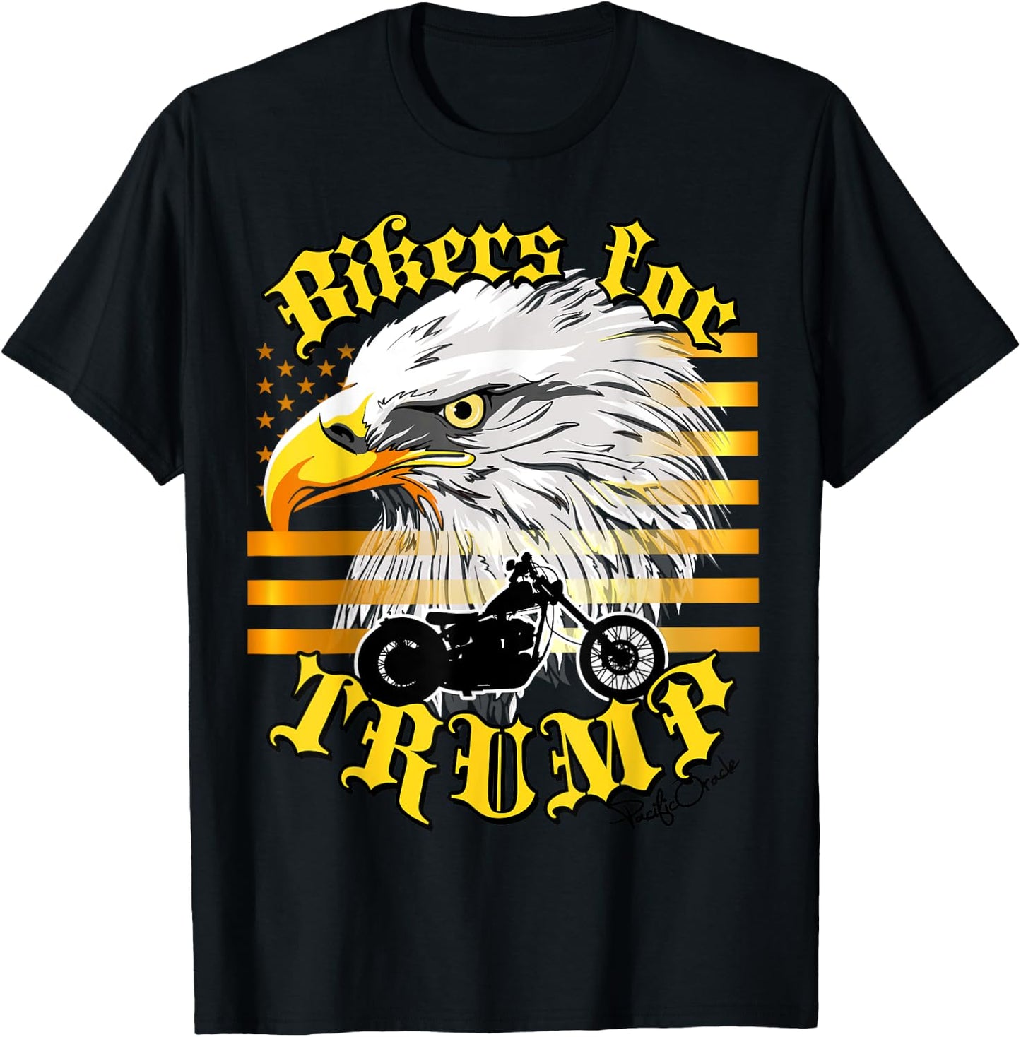 Epic USA Gold-Colored Flag Eagle Bikers For Trump 2024 T-Shirt - T-Shirt | Black