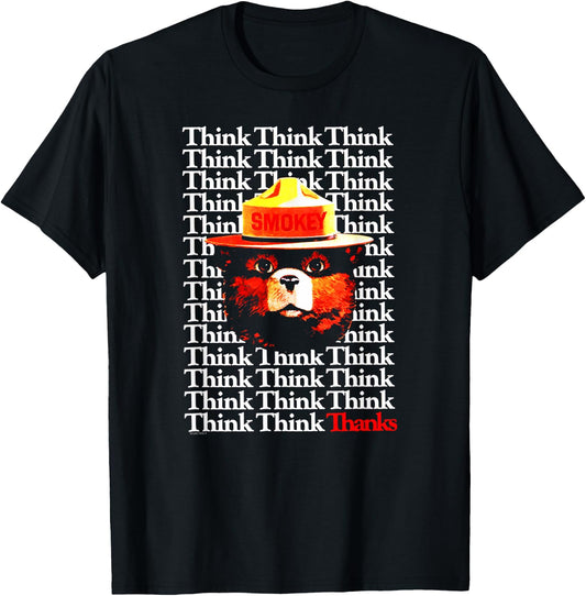 Smokey Bear Think Think Thanks T-Shirt - T-Shirt | Black