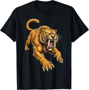 Saber Tooth Tiger Smilodon Animal T-Shirt - T-Shirt | Black