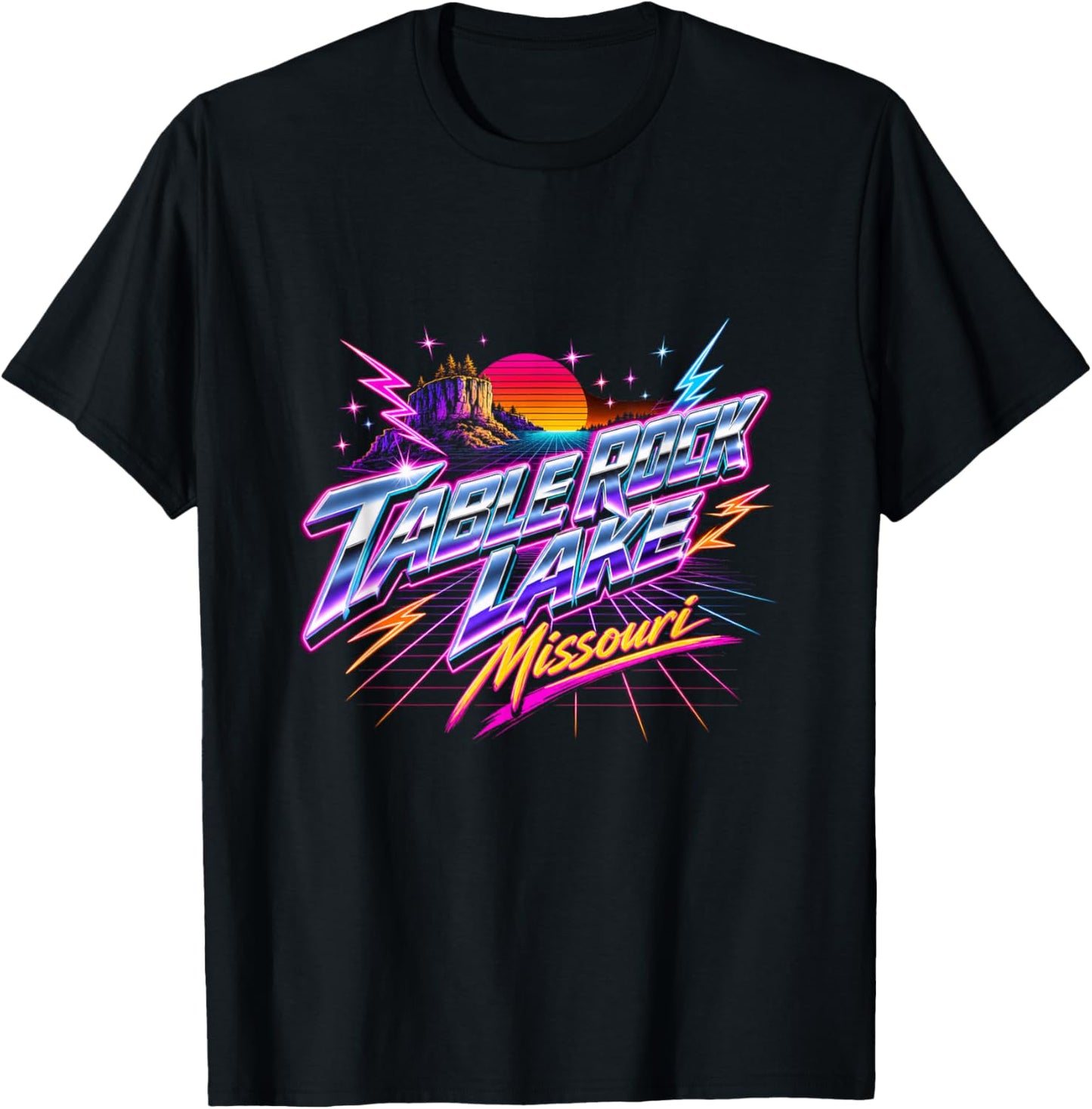 Retro Table Rock Lake Missouri Design T-Shirt - T-Shirt | Black