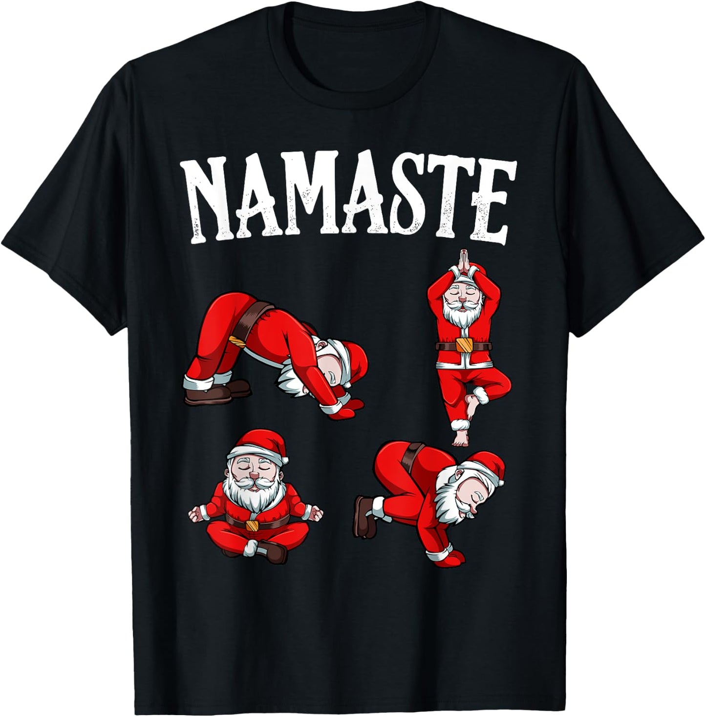 Funny Namaste Santa Claus Yoga Pose Christmas Hippie Peace T-Shirt - T-Shirt | Black