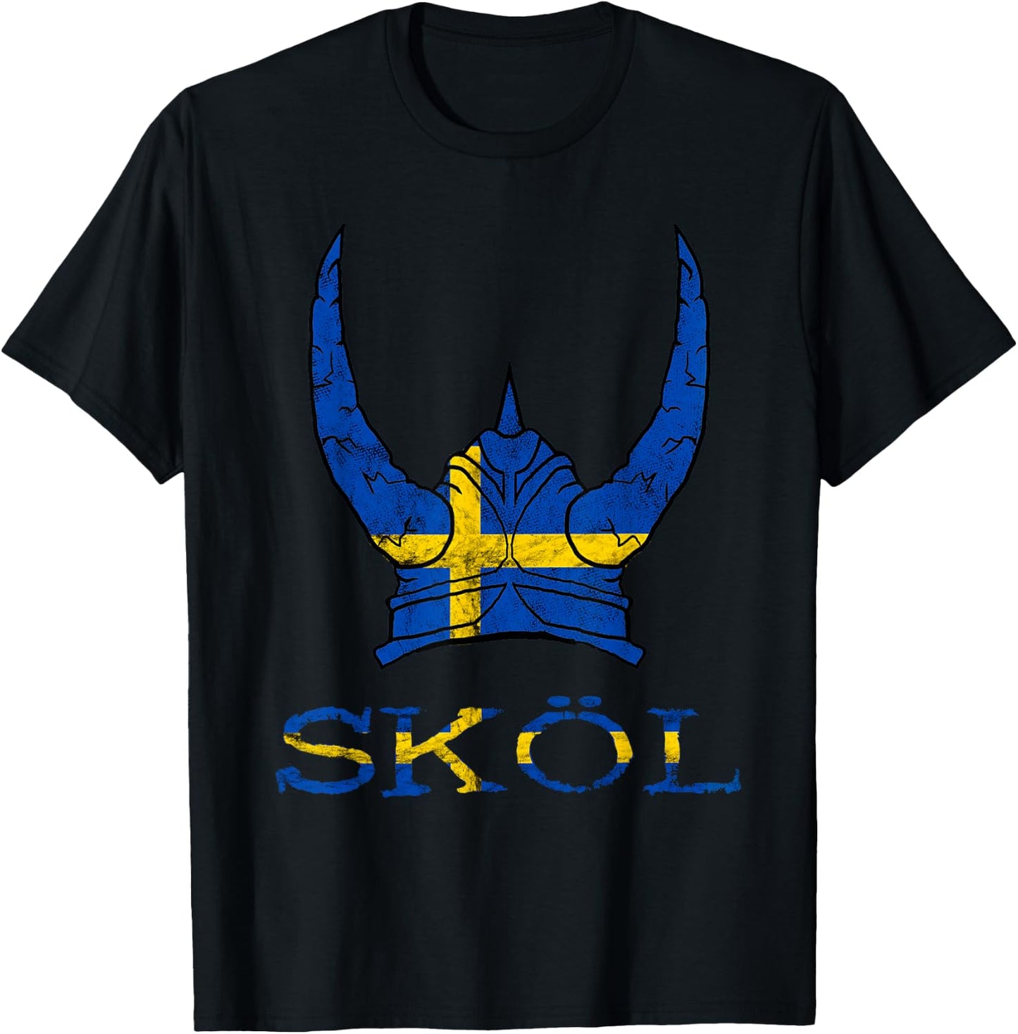 Sköl Swedish Viking Helmet Sweden Nordmann Swede T-Shirt - T-Shirt | Black