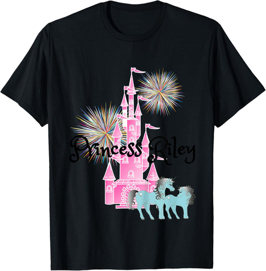 Kids Princess Riley Name Girls Personalized Custom T-Shirt - T-Shirt | Black