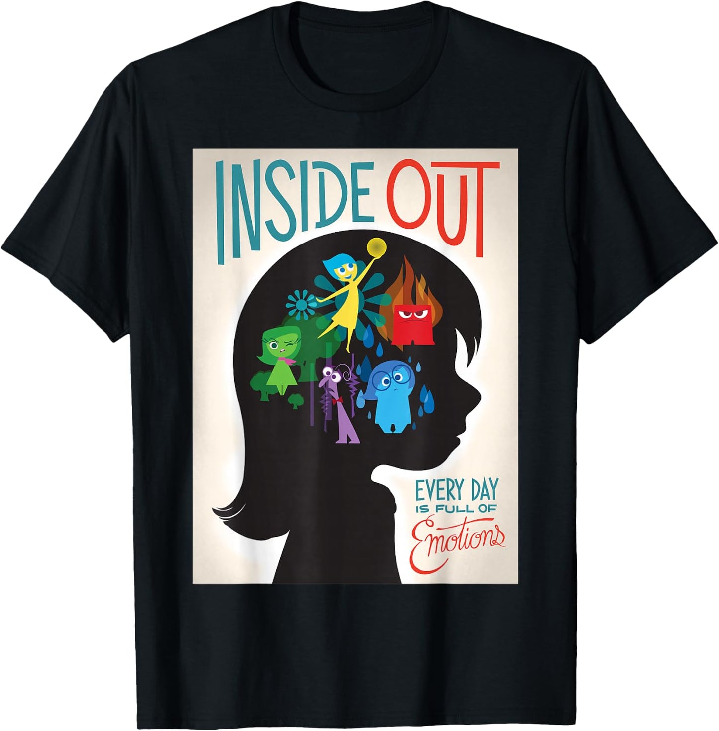 Disney Pixar Inside Out Full of Emotions Poster T-Shirt - T-Shirt | Black