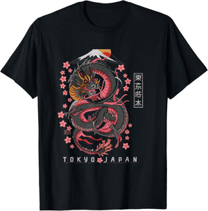 Japanese Aesthetic Dragon Tokyo Japan 80’s T-Shirt - T-Shirt | Black