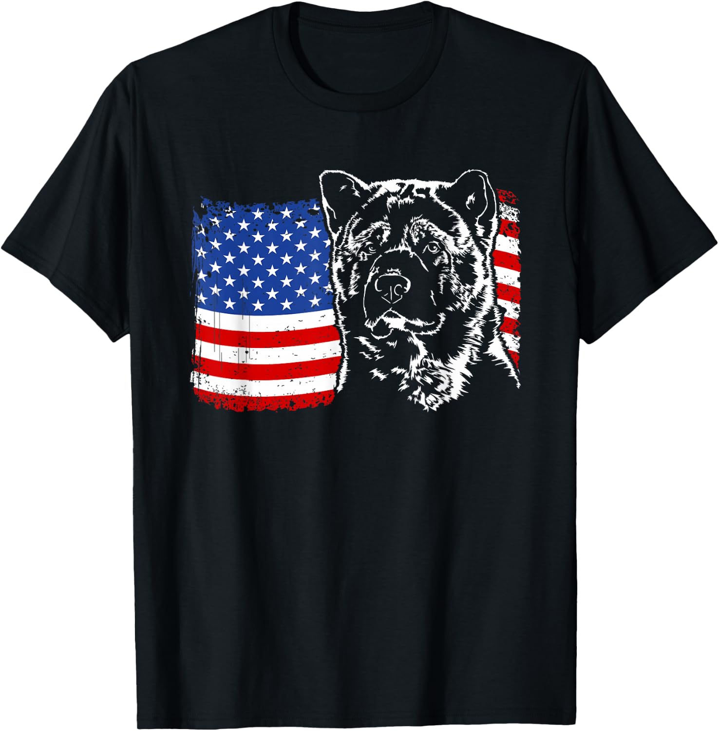 Funny Proud Akita American Flag patriotic dog gift Women Men T-Shirt - T-Shirt | Black