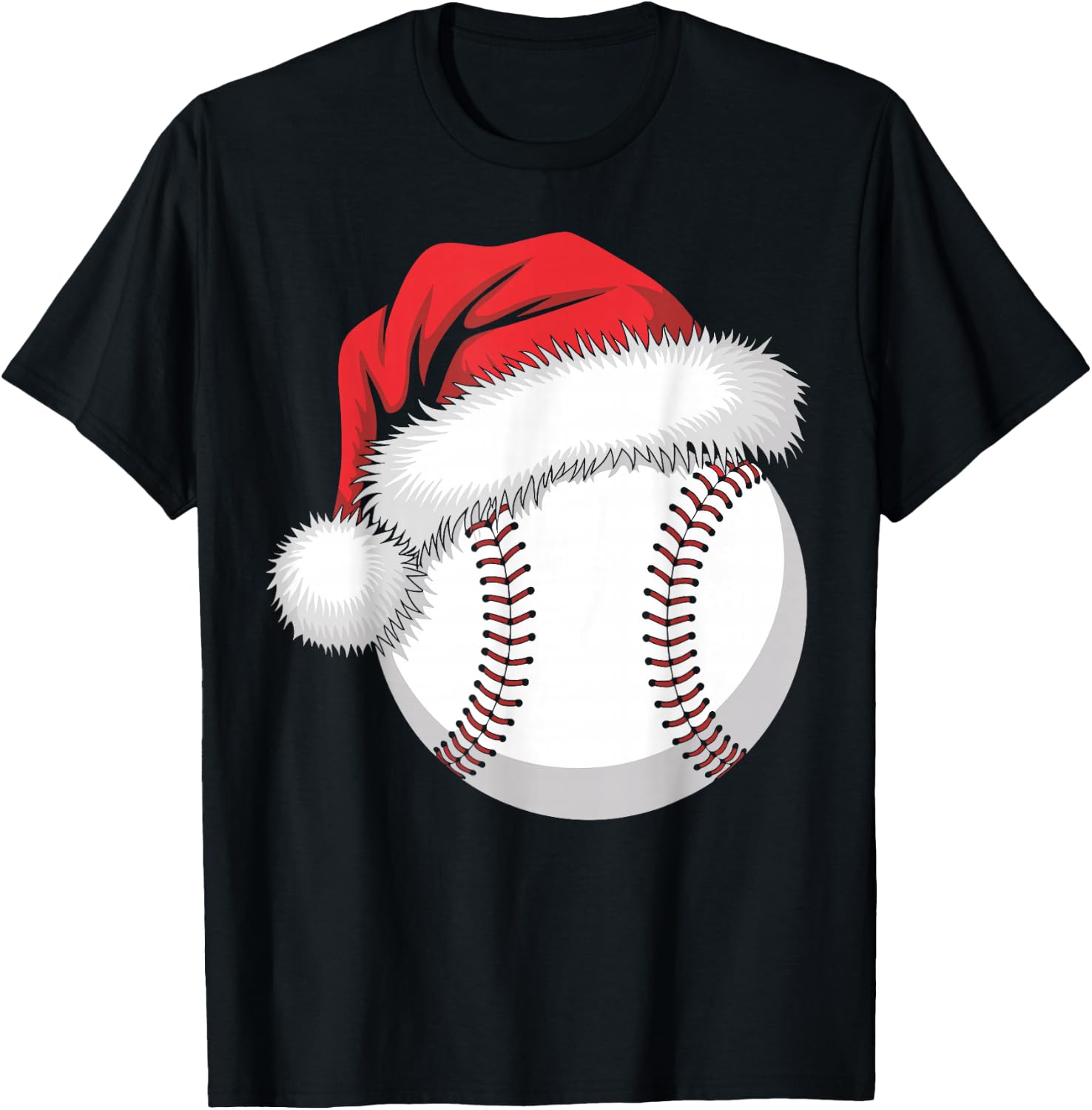 Santa Baseball player Funny Baseball Player Christmas T-Shirt - T-Shirt | Black
