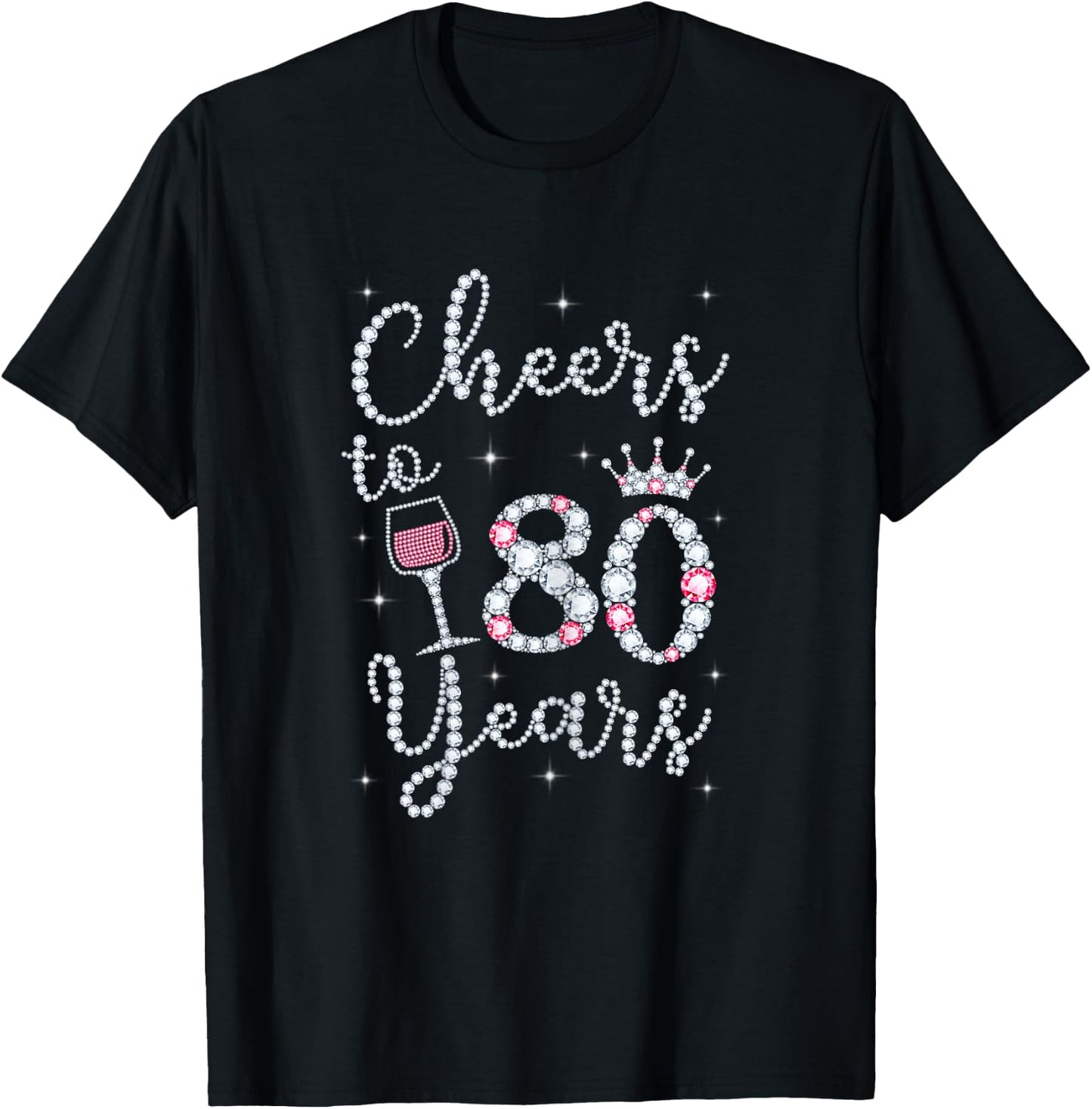 Cheers to 80 Years 1939 80th Birthday Gift T-Shirt - T-Shirt | Black