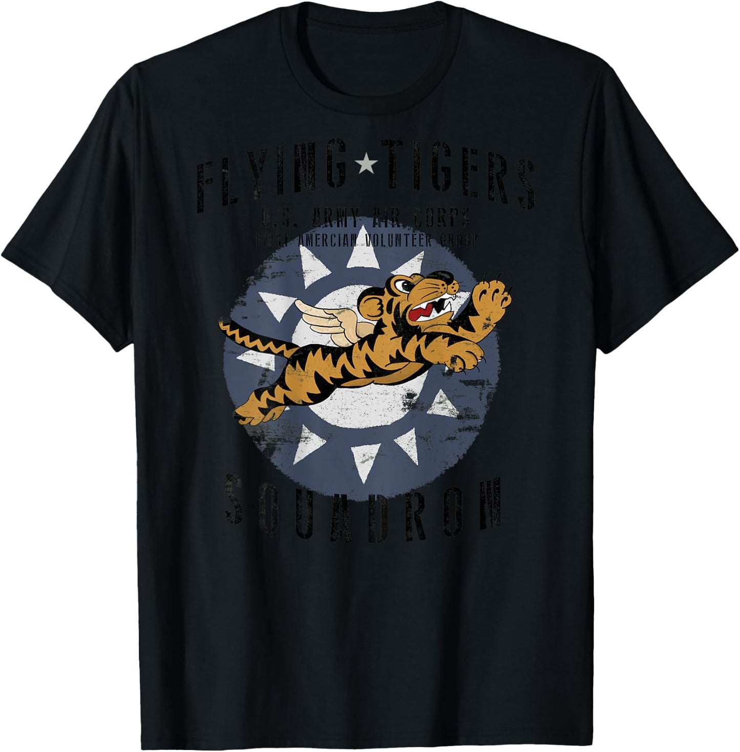 Flying Tigers Squadron WWII Vintage Insignia *BACK PRINTED* T-Shirt - T-Shirt | Black