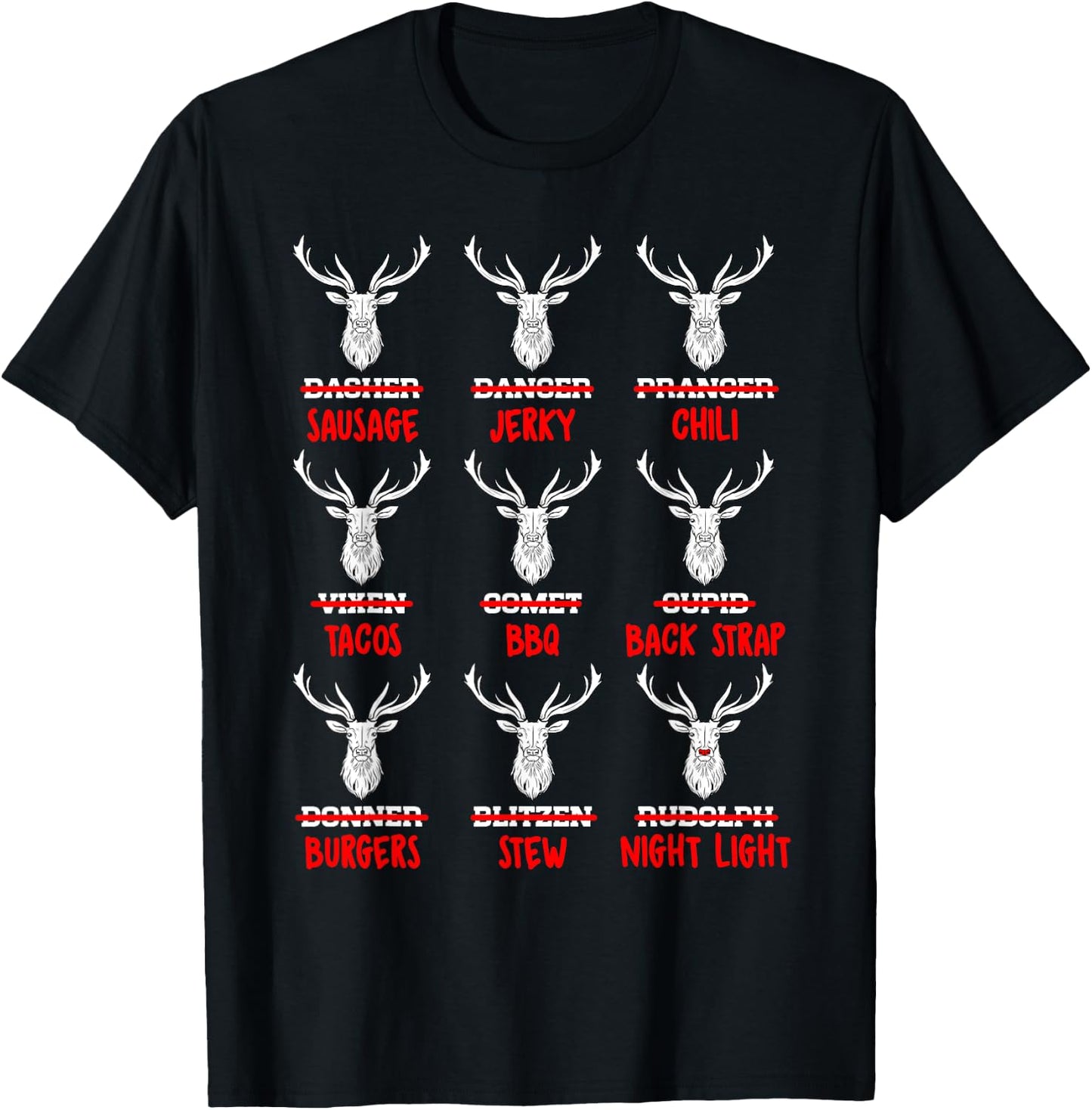 Funny Reindeer T Shirt Meat Lover T Shirt I Love Meat Shirt T-Shirt - T-Shirt | Black