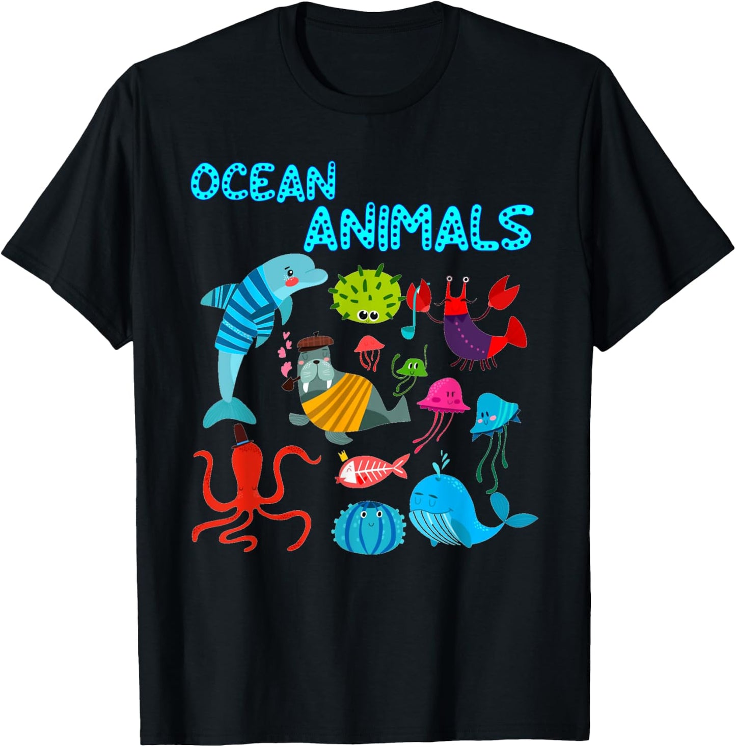 Ocean Animals Marine Creatures under the Sea T-Shirt - T-Shirt | Black