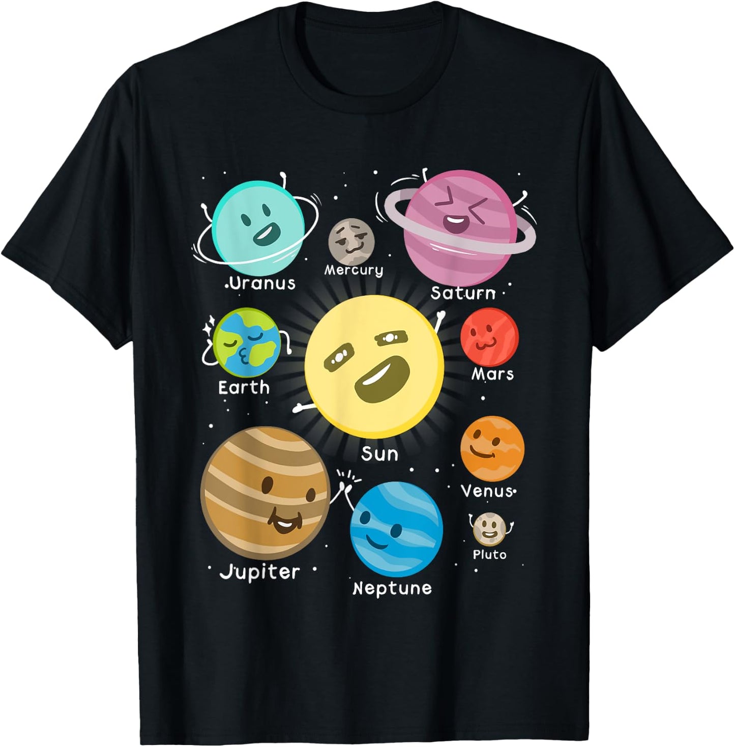 Solar System Funny Outer Space Planet Party T Shirt T-Shirt - T-Shirt | Black